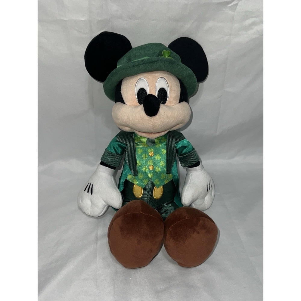Disney Store Mickey Mouse St. Patrick's Day Leprechaun 13in Plush Green Shamrock